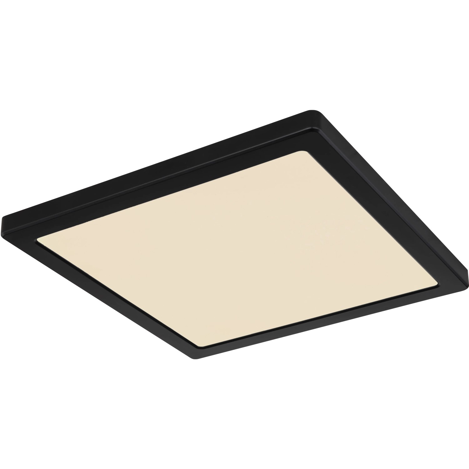 Schwarze, quadratische LED-Deckenleuchte Lasse von Globo, 291x291x17 mm.
