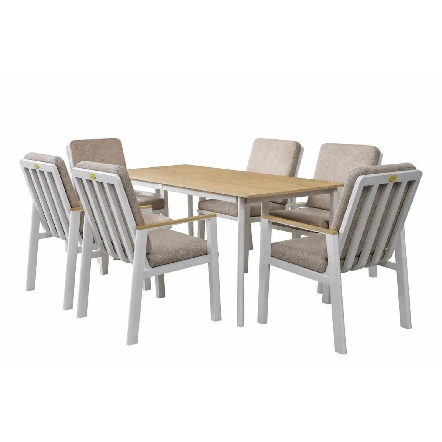RICHLY Gartenlounge-Set Aluminium Garten Essgruppe für 6 Personen Beige