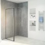Baliv Seitenwand für Duschkabine DUK-90.91W, 90x195 cm, Schwarz, mit klarem Glas und schwarzem Rahmen.
