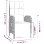Skizze eines grauen Gartenstuhls aus Rattan mit Kissen, Teil einer 5-tlg. Essgruppe von vidaXL.