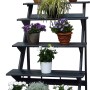 Anthrazitfarbene Promadino Blumentreppe groß aus Holz mit fünf Stufen für Blumen und Pflanzen.
