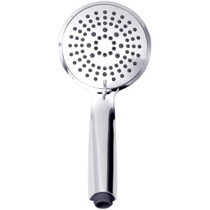 Handbrause des Wenko Duschsystems Young Eco, Chrom, mit Wassersparfunktion.