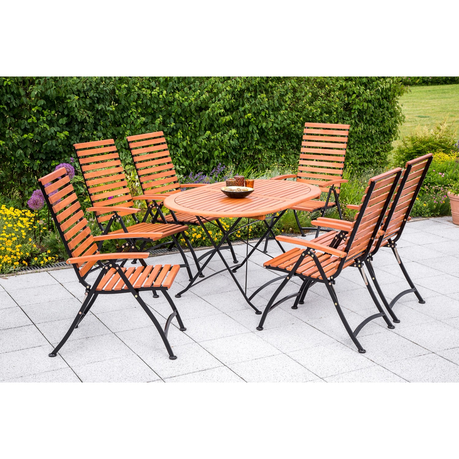 Gartenmöbel-Set Schlossgarten 7-tlg. Braun inkl. Tisch 140 cm x 90 cm
