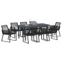 Schwarze 9-teilige Garten Essgruppe aus Stahl und Poly Rattan von vidaXL.