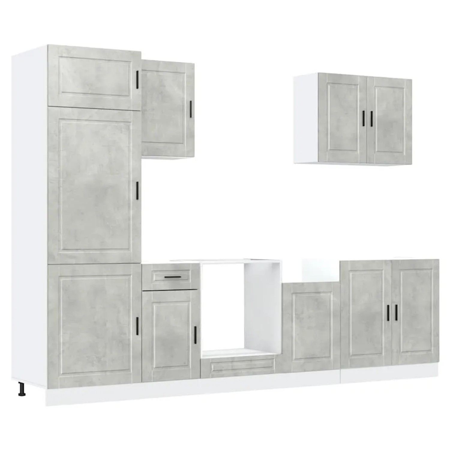 vidaXL 7 Tlg Küchenschrank-Set Porto Betongrau Holzwerkstoff 3314785