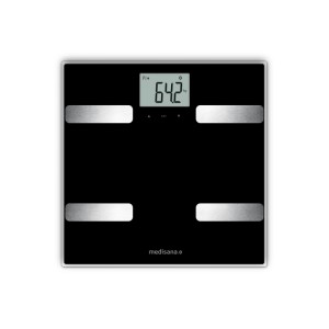 medisana Körperanalysewaage BS A41 Connect, schwarze Personenwaage mit App und LED-Display.