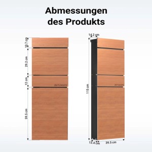 Wiltec Standbriefkasten Zeitungsrolle Holzoptik Briefkasten Postkasten Postfach