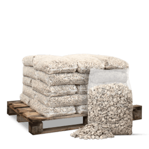 Galamio Calcit Splitt, 25 Säcke (500kg) weißer Naturstein auf Holzpalette. Ideal für Gartenwege & Dekoration.