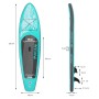 Türkisfarbenes ECD Germany Stand Up Paddle Board Makani mit Maßangaben.