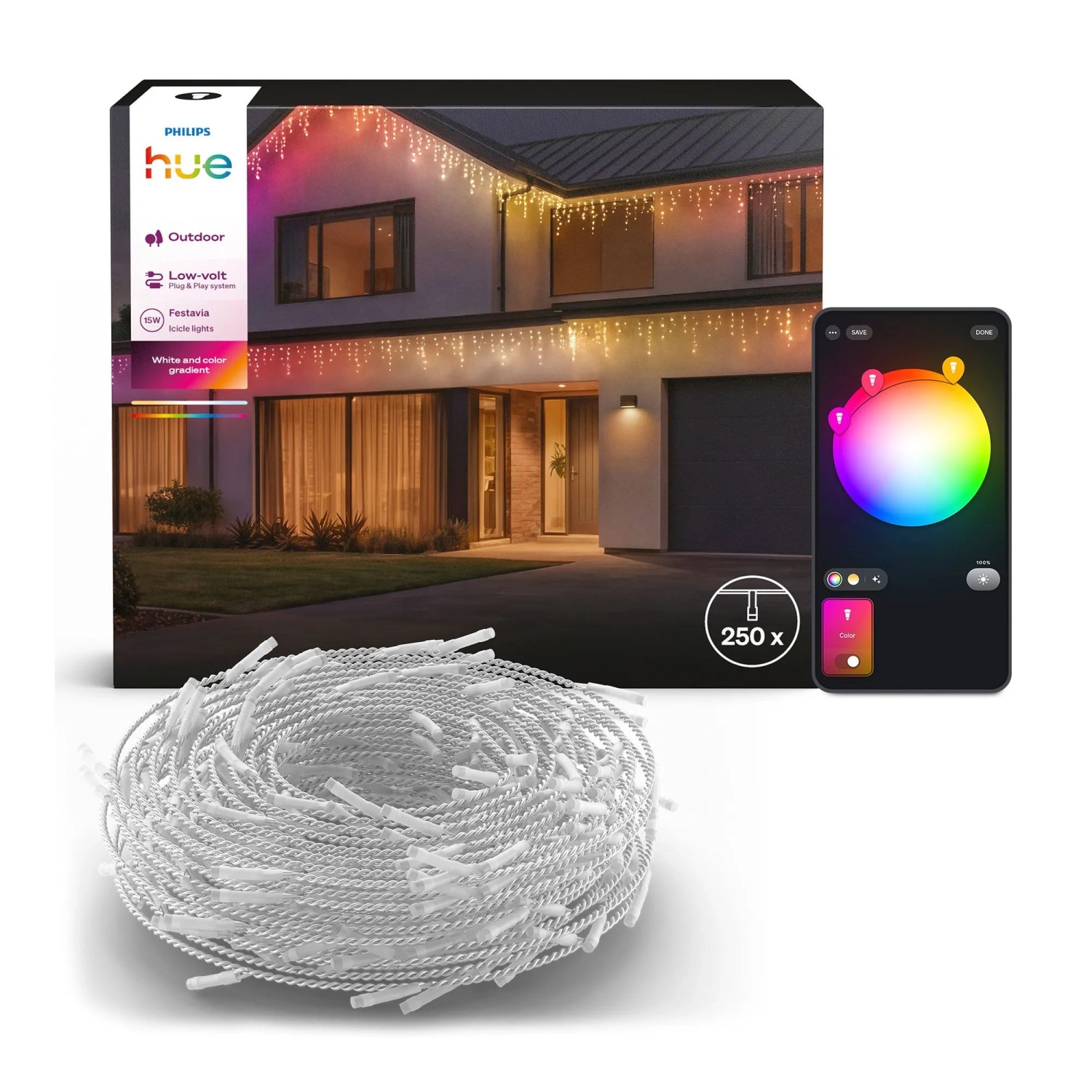 Philips Hue Eiszapfen Lichterkette Festavia 8,5 m Multi Color
