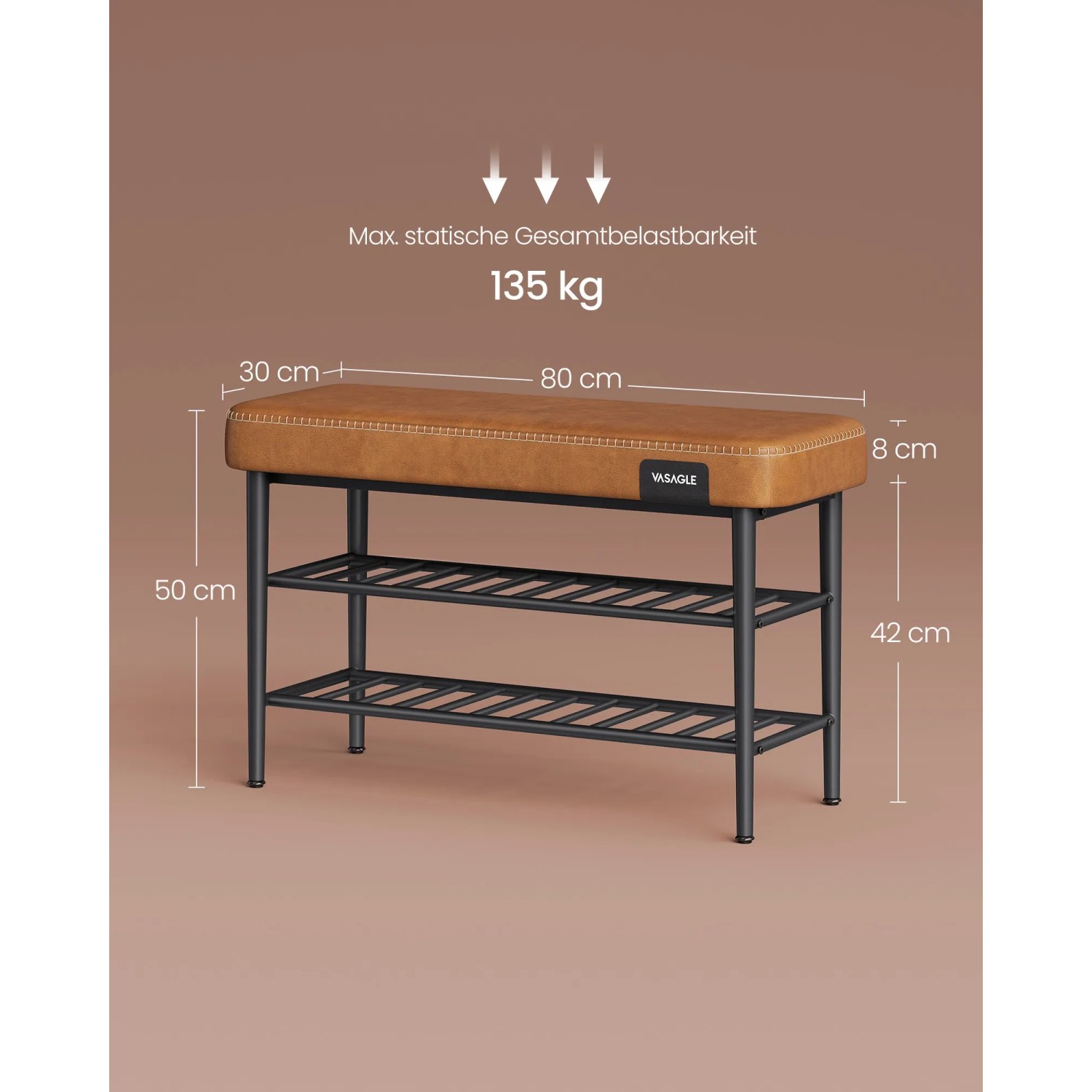 Vasagle Sitzbank mit Stauraum 80 x 30 x 50 cm Braun kaufen bei OBI