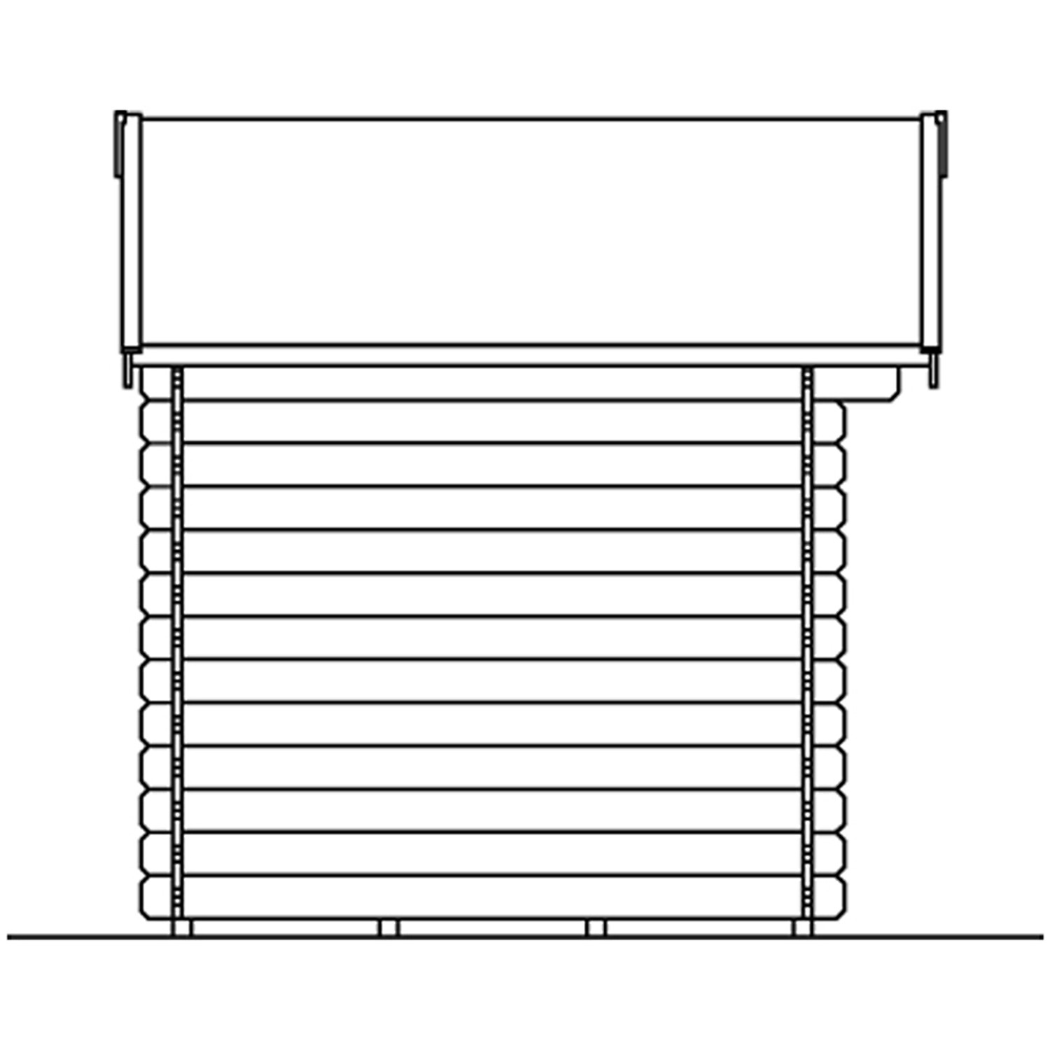 Skizze eines Holz-Gartenhauses Porto, 250x200 cm, unbehandeltes Nadelholz.