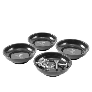 STAHLWERK Magnetschalen 4er Set aus Kunststoff, eine Schale gefüllt mit Schrauben.