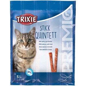 Trixie Katzensnacks Premio Stick Quintett Lachs/Forelle, 5 Stück. Leckerli für Katzen.
