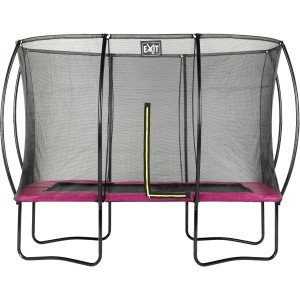 Rechteckiges EXIT Silhouette Trampolin 214x305 cm in Rosa mit Sicherheitsnetz.