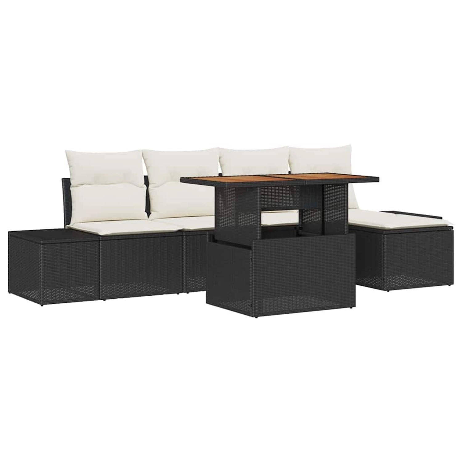 vidaXL Garten-Sofa-Set mit Speicher 6-Tlg Schwarz Poly Rattan 3358686 günstig online kaufen