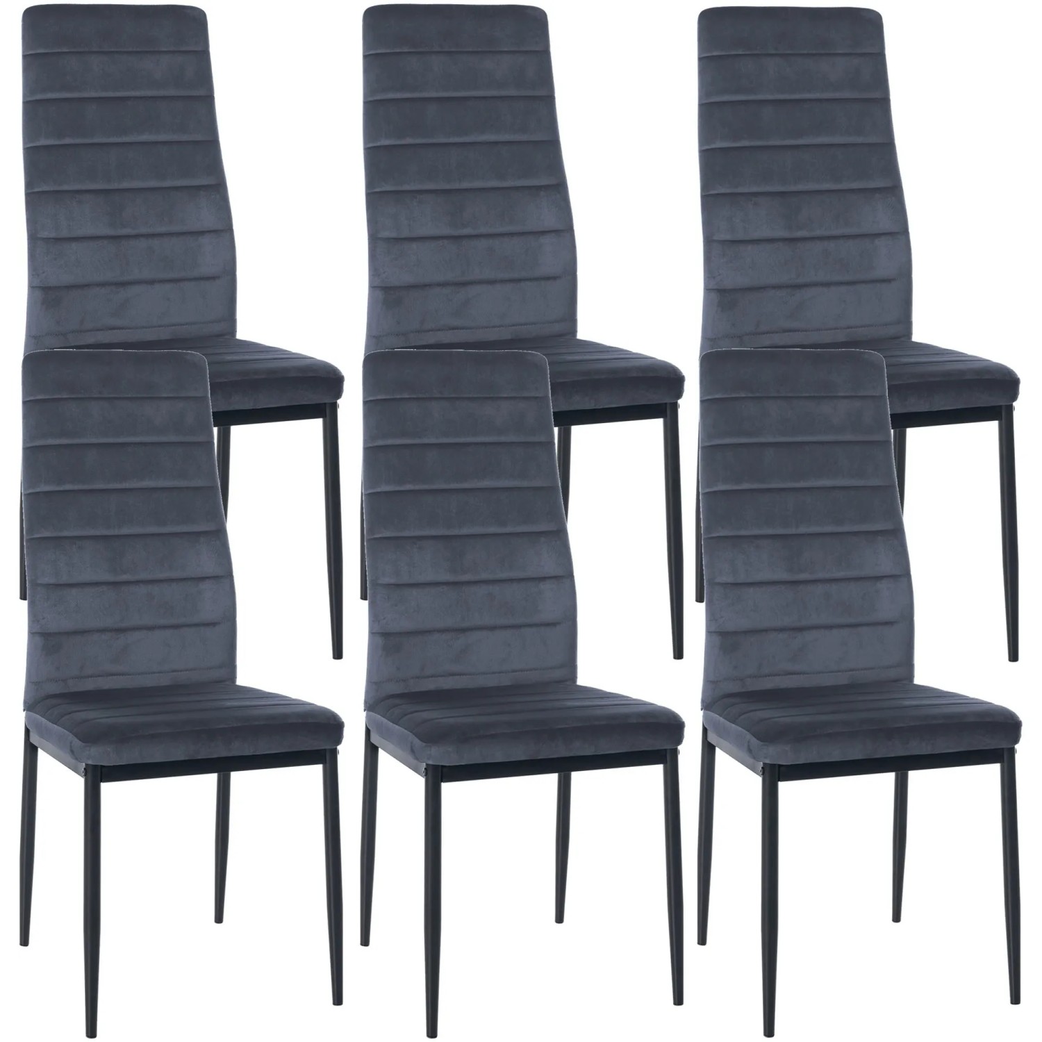 CLP 6er Set Esszimmerstühle Mayfair hellgrau/Samt