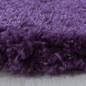 Detailansicht: Ayyildiz Hochflorteppich Fluffy 3500 in Violett, runder Shaggy Teppich.