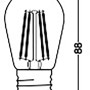 Osram LED-Filament Lampe E27, 4,8W, extrawarm, mit Maßangaben (Höhe 8,8cm, Breite 4,5cm).