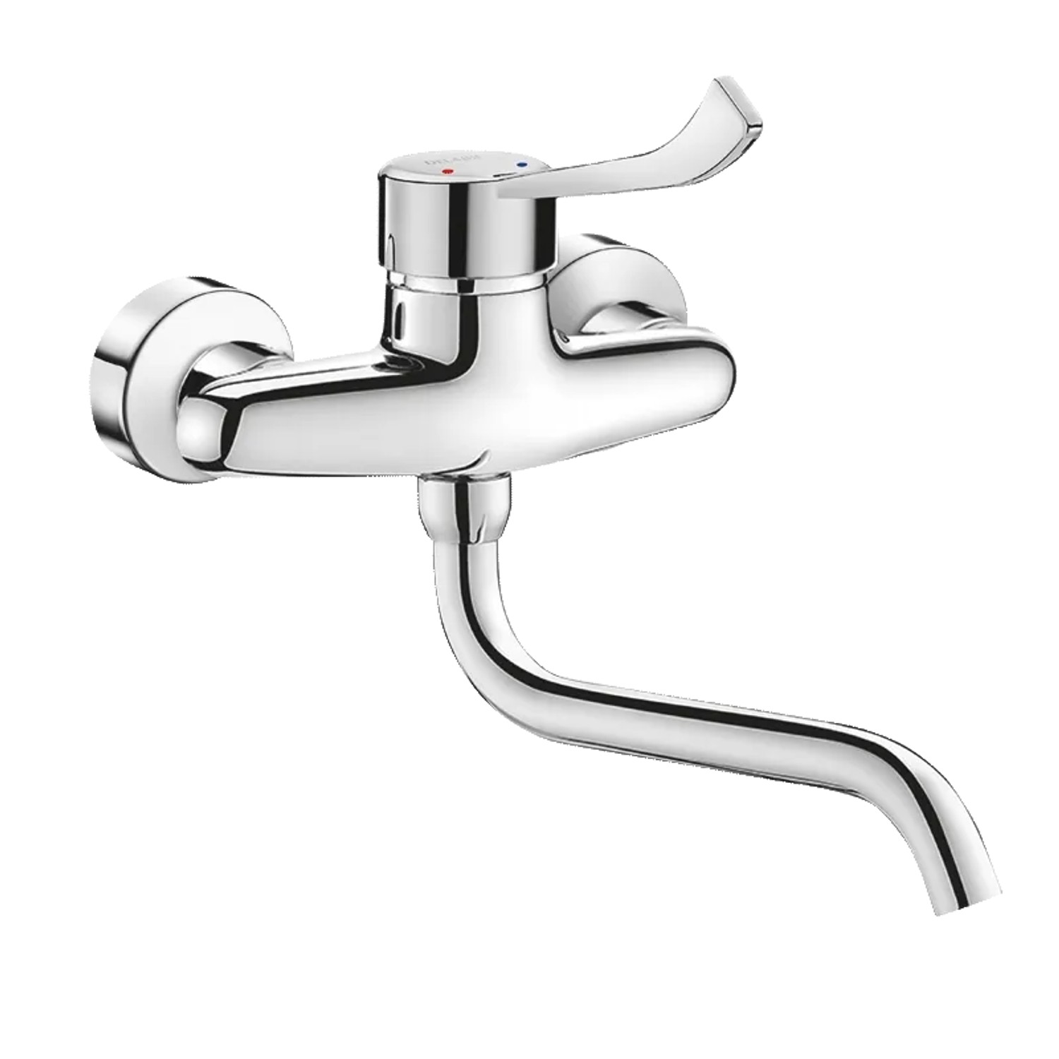 Delabie Einhebel-Wandmischer Hygienehebel Schwenkauslauf L200 mm.
