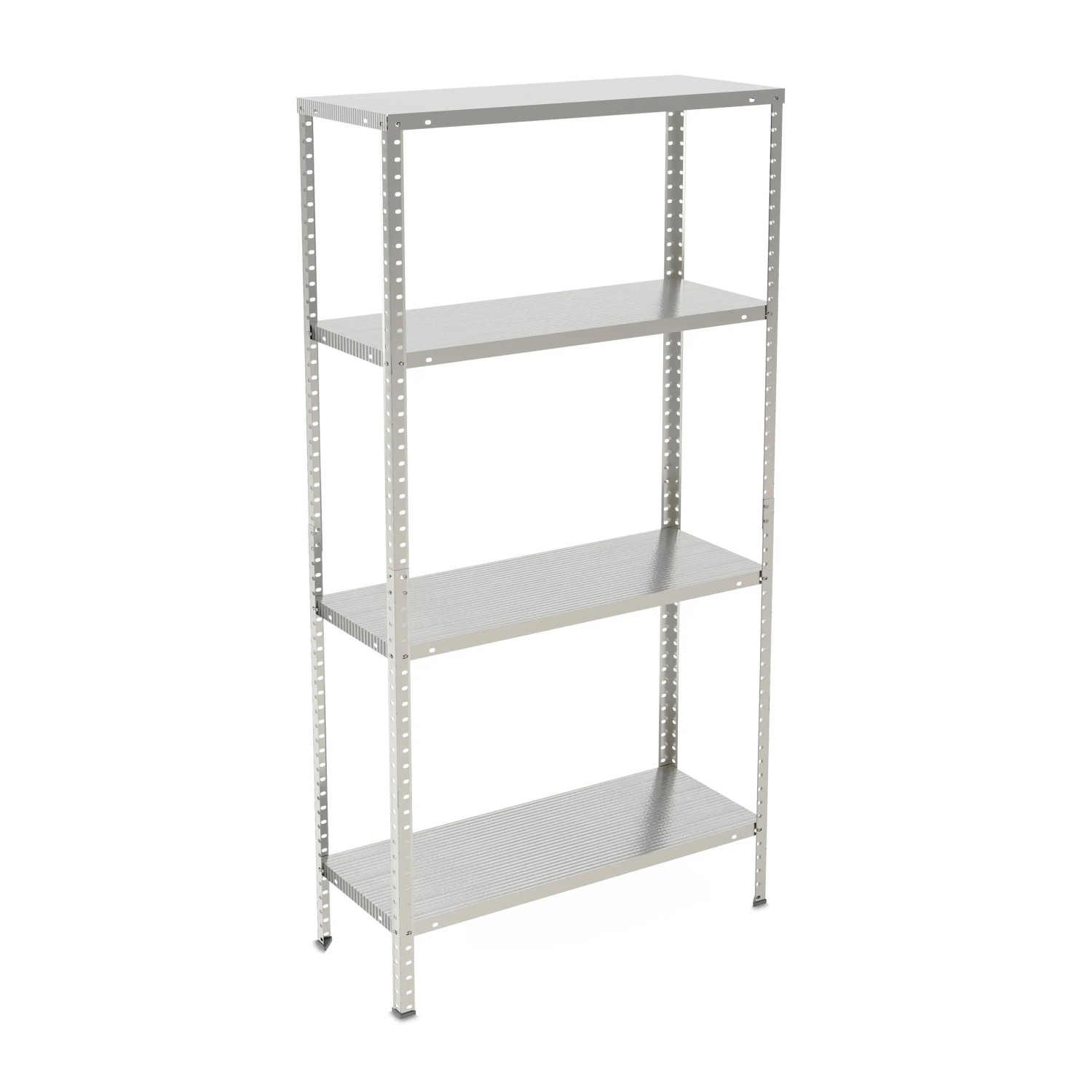 Relaxdays Metallregal mit 4 Böden Verzinkter Stahl Silber Höhenverstellbar 150 cm x 75 cm x 30 cm 4,8 kg