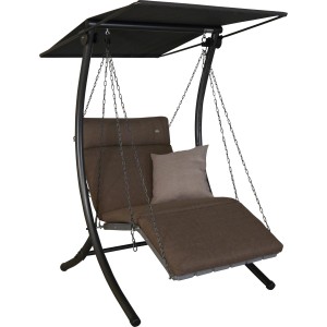 Angerer Hollywoodschaukel Luxus Smart Olive, 1-Sitzer mit Sonnendach und Liegefunktion.