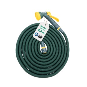Flexibler Gartenschlauch 2,5 m bis 8,3 m Grün inkl. Brause und Anschluss Stück
