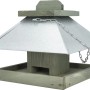 Moosgraues Vogelhaus aus Holz mit Metalldach, 24x26x24 cm, für Vogelfutter.