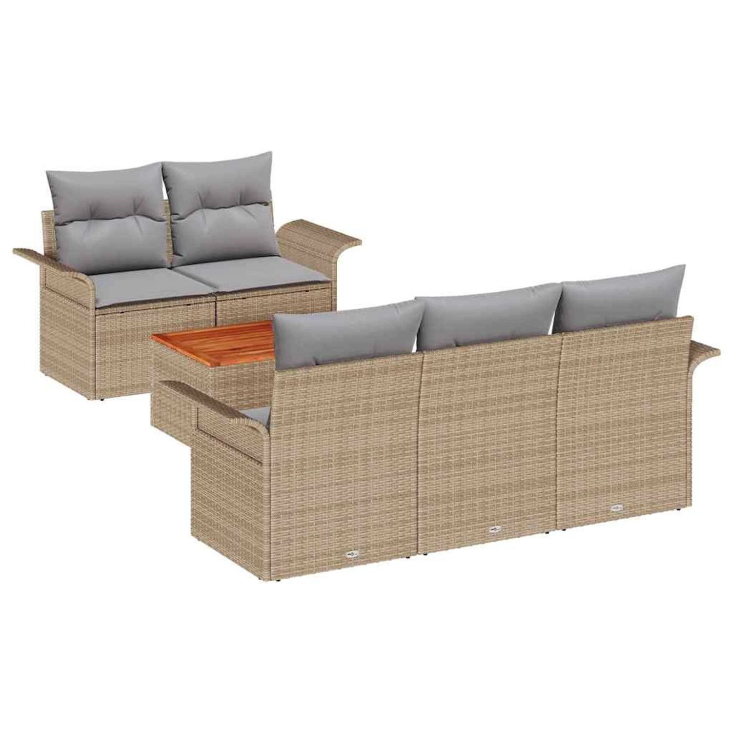 vidaXL Garten-Sofa-Set 6-Tlg Beige Poly Rattan 3347266 günstig online kaufen