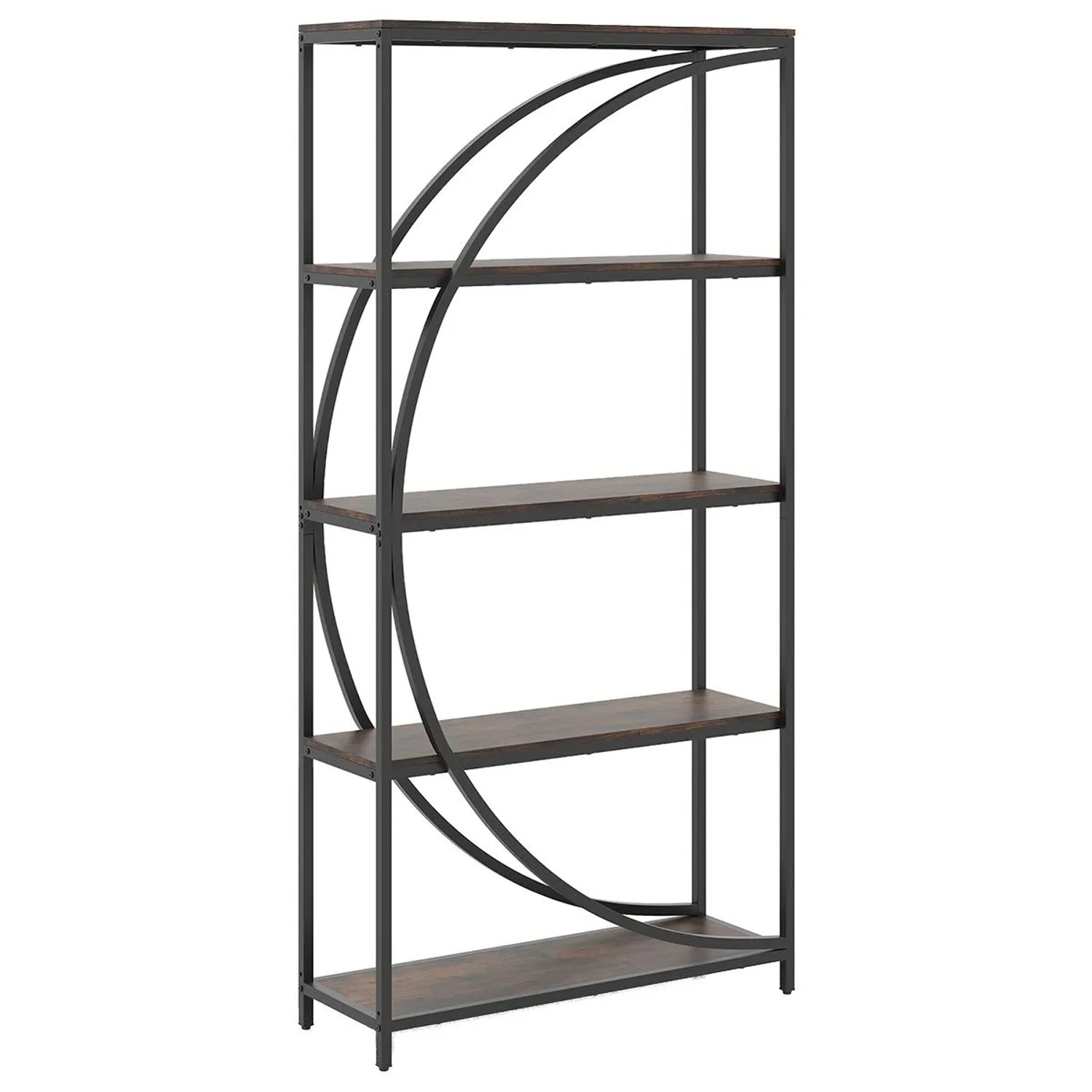 Costway Geometrisches Bücherregal Holz & Metall ‎Braun 86 x 30 x 175 cm günstig online kaufen