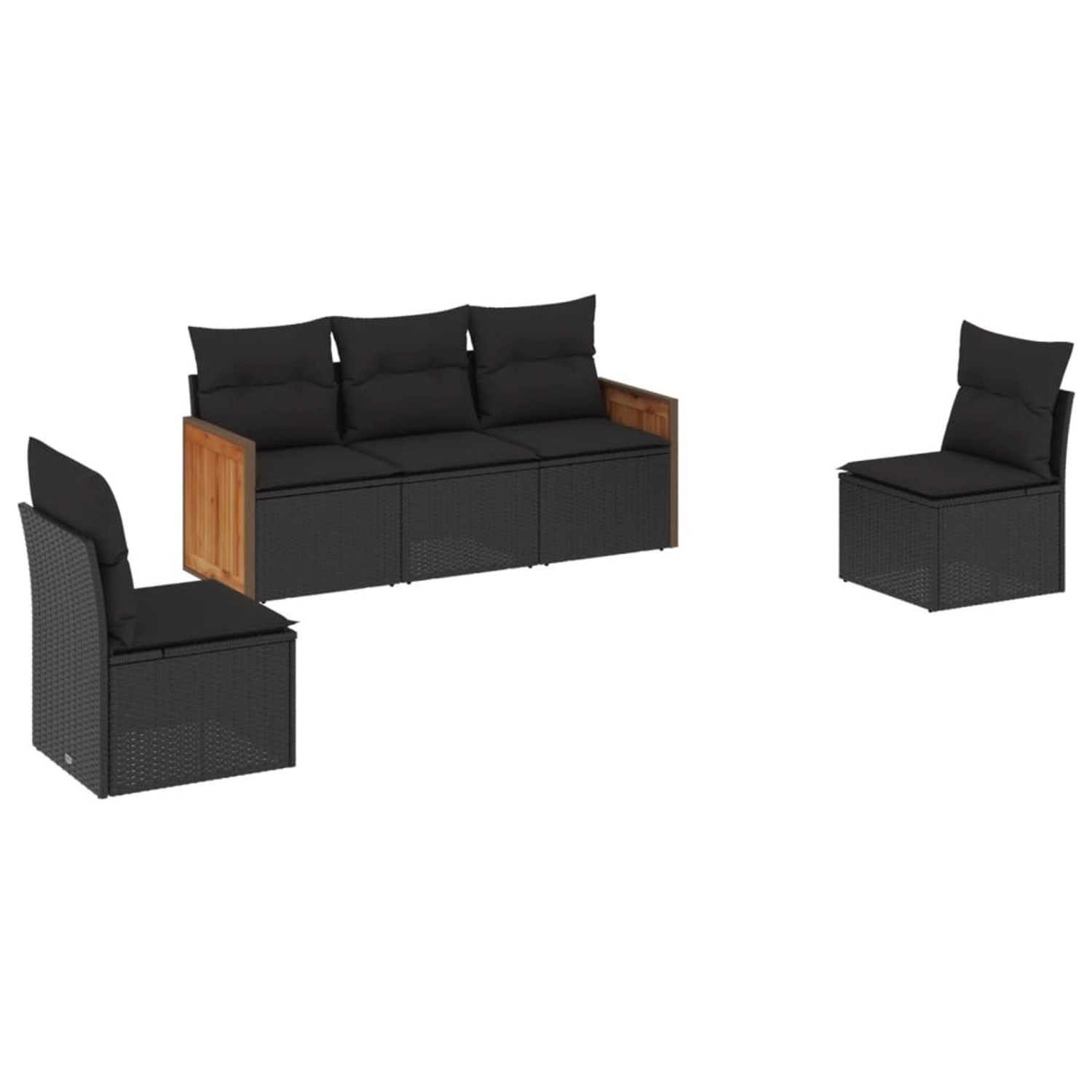 vidaXL 5-Tlg Garten-Sofagarnitur mit Kissen Schwarz Poly Rattan 3227525 günstig online kaufen