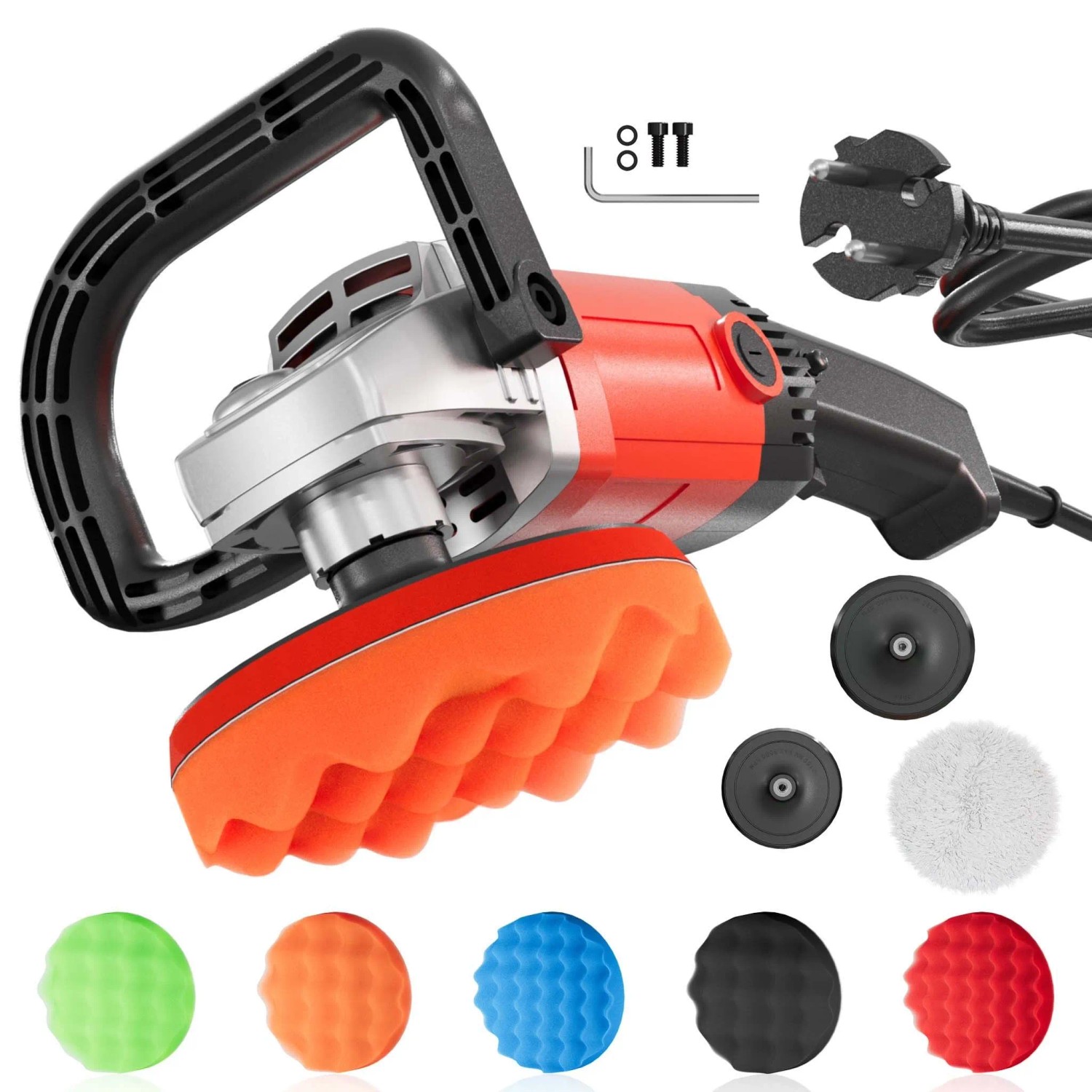 Wiltec Poliermaschine Schleifmaschine 6-Stufig 1200W Bis 3000U/Min Mit Zubehör