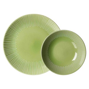 Ritzenhoff & Breker Banda Tafelservice, 12-teilig, grün, mit Streifen-Relief.