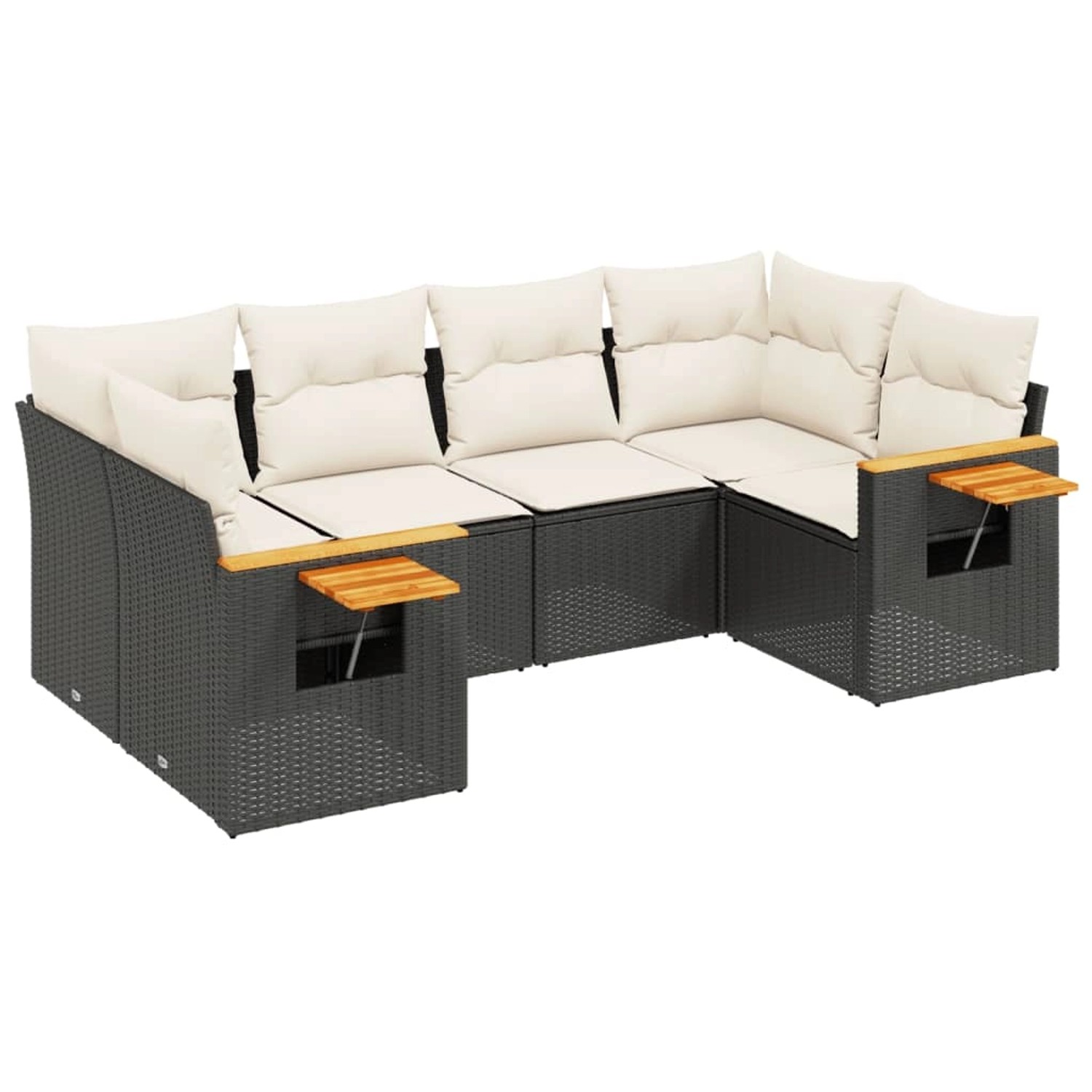 vidaXL 6-Tlg Garten-Sofagarnitur mit Kissen Schwarz Poly Rattan 3259501 günstig online kaufen