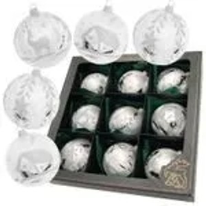 Krebs Glas Lauscha GmbH Christbaumkugeln Weihnachtskugeln Glas Ø 8 cm 9 Stück silber/eislack