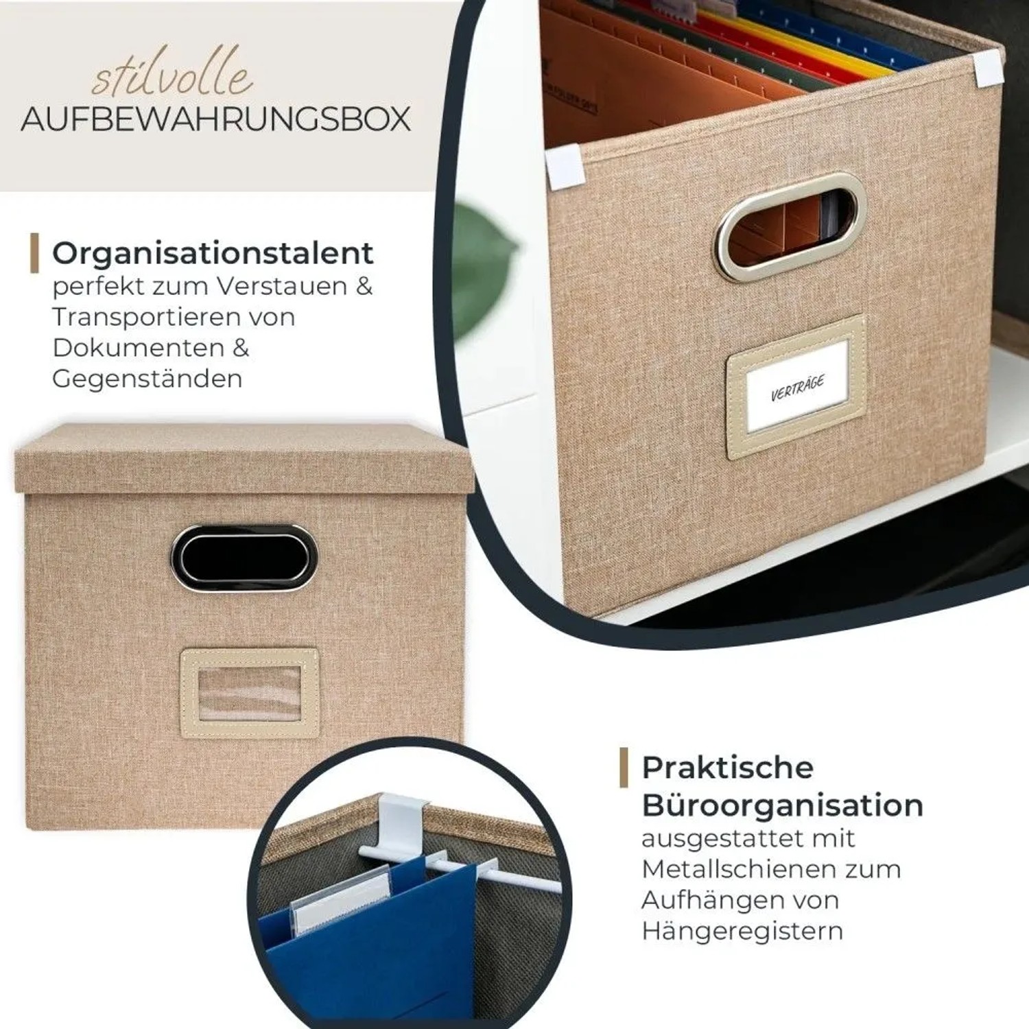 HMF 250473-27 Aufbewahrungsbox Deckel DIN A4 Hängeregister Kallax 33 x 37 x 28 cm_6