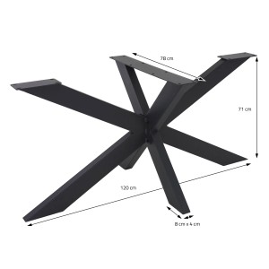 Schwarzes ML-Design Tischgestell Spider, 78x71x120 cm, Kreuzgestell im X-Design für Esstische.