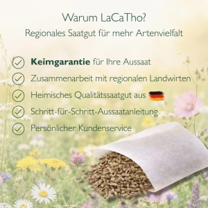 LaCaTho Sonnenhut Rosa Samen in Papiertüte auf Blumenwiese. Keimgarantie, regionales Qualitätssaatgut.