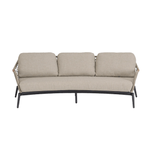 Bizzotto Sofa Eulero, 231 cm, anthrazitfarbene Gartenbank mit beigen Kissen.