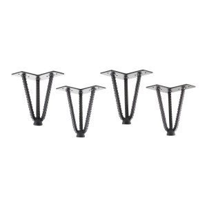 SOTECH 4 Stück Haarnadelbeine Baustahloptik Höhe 150 mm Industrial Look Schwarz