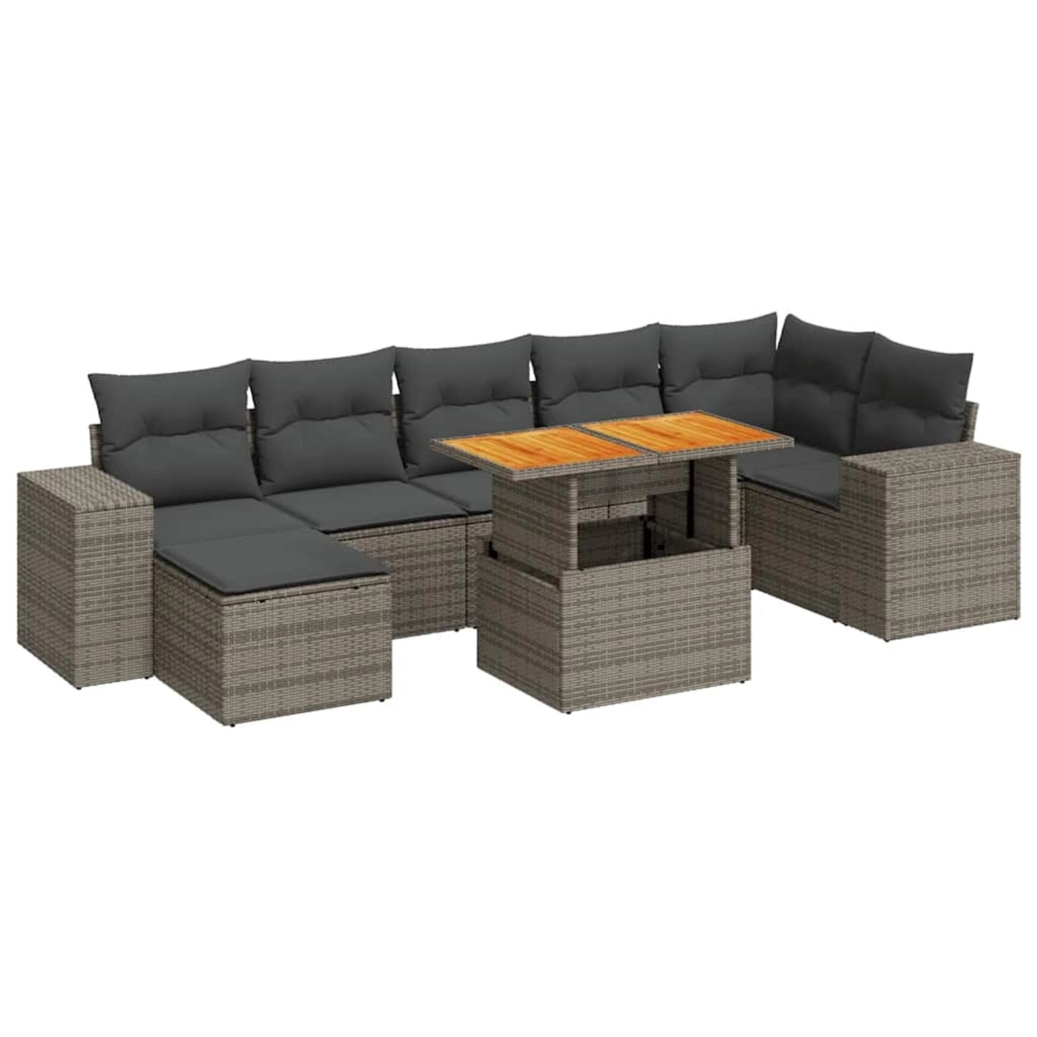 vidaXL 8-Tlg Garten-Sofagarnitur mit Kissen Grau Poly Rattan 3327406 günstig online kaufen