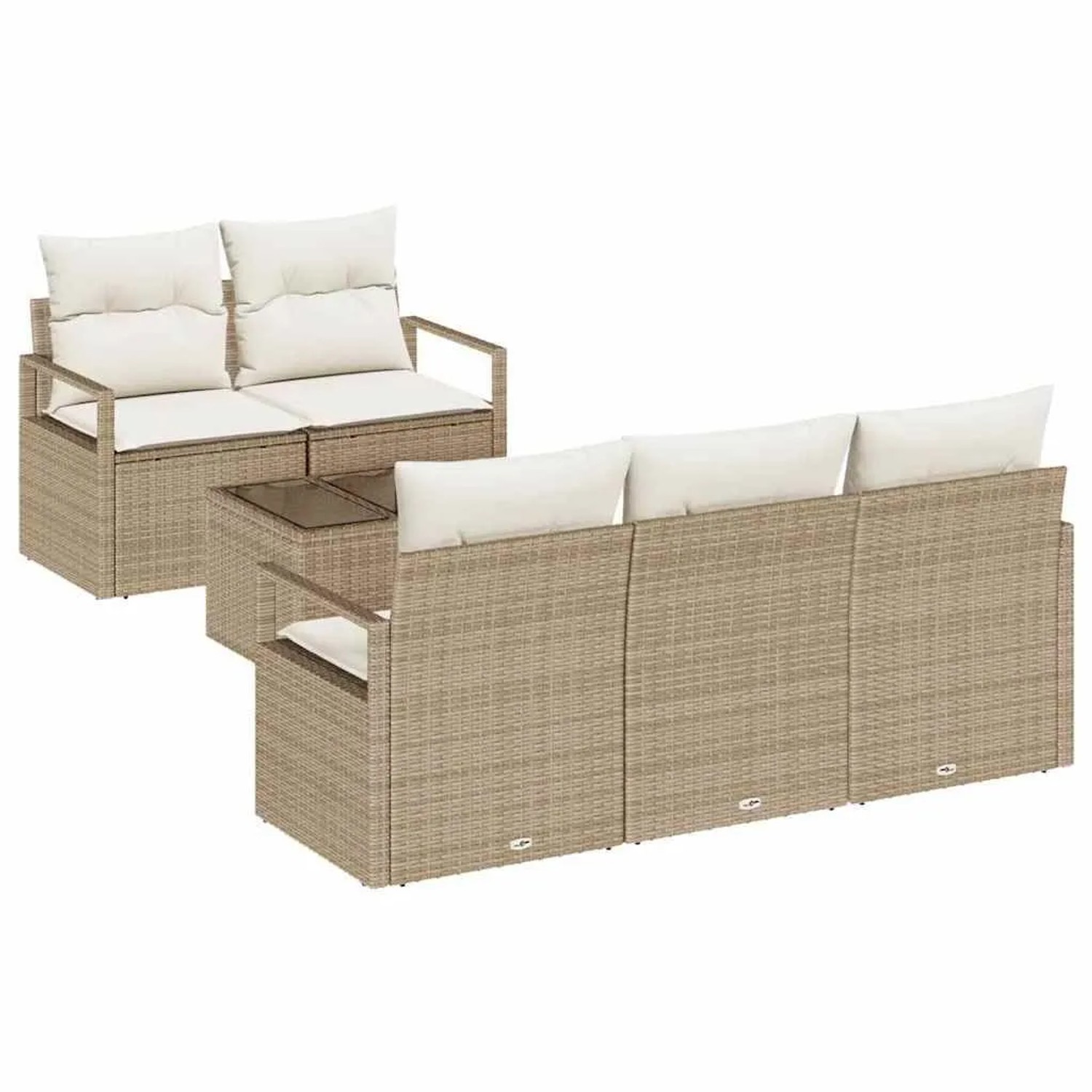 vidaXL Sofa Set mit Kissen 6-Tlg Beige und Creme Poly-Rattan 3354930 günstig online kaufen