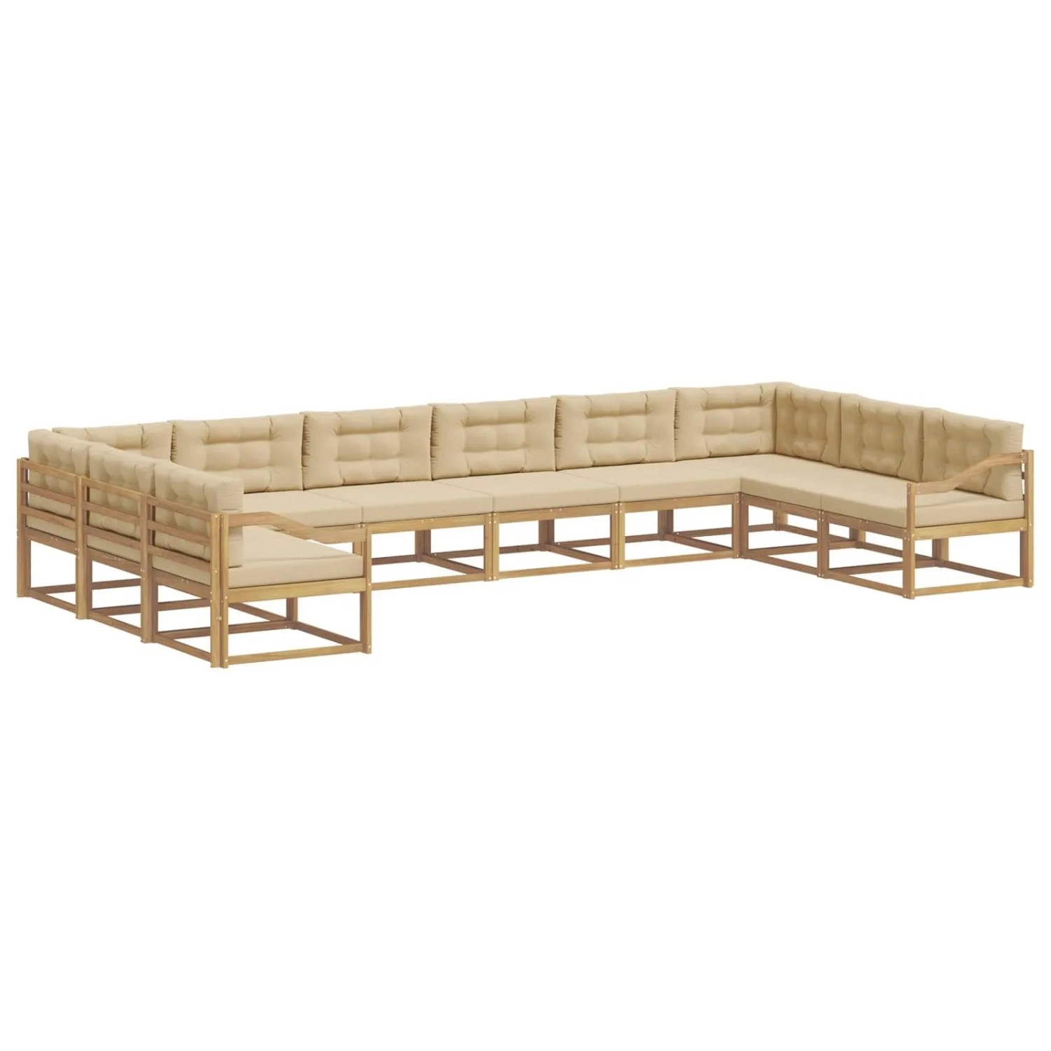 vidaXL Outdoor-Sofagarnitur mit Kissen 10-Tlg Weiß und Beige 3387122
