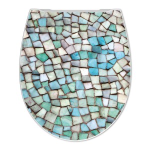 Banjado Premium WC-Sitz mit Mosaik Blau Dekor. Toilettendeckel mit Absenkautomatik.