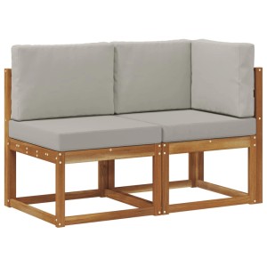 vidaXL Outdoor Mittel- und Ecksofa 2 Stück Natur und Hellgrau 900470