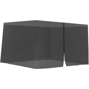Schwarzes Moskitonetz 3x3m für Pavillon mit Reißverschluss. Feinmaschiger Insektenschutz für Garten und Terrasse.