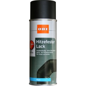 OBI Hitzefester Lack Spray, Schwarz matt, 400ml Dose. Spezial-Spray für hitzebeständige Beschichtungen.