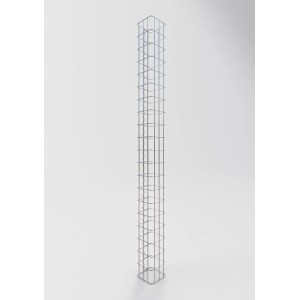 Eckige Gabiona Gabionen-Säule, 200 cm hoch, Maschenweite 5x10 cm, zur Gartengestaltung.