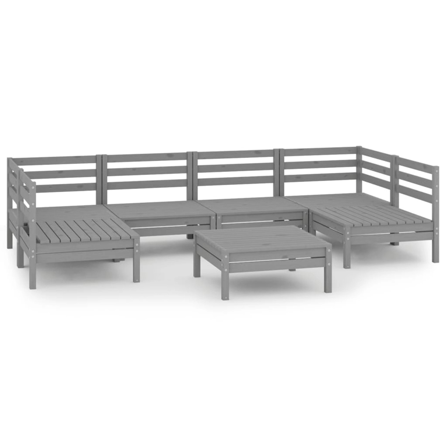 vidaXL 7-tlg Garten-Lounge-Set Grau Massivholz Kiefer Modell 9