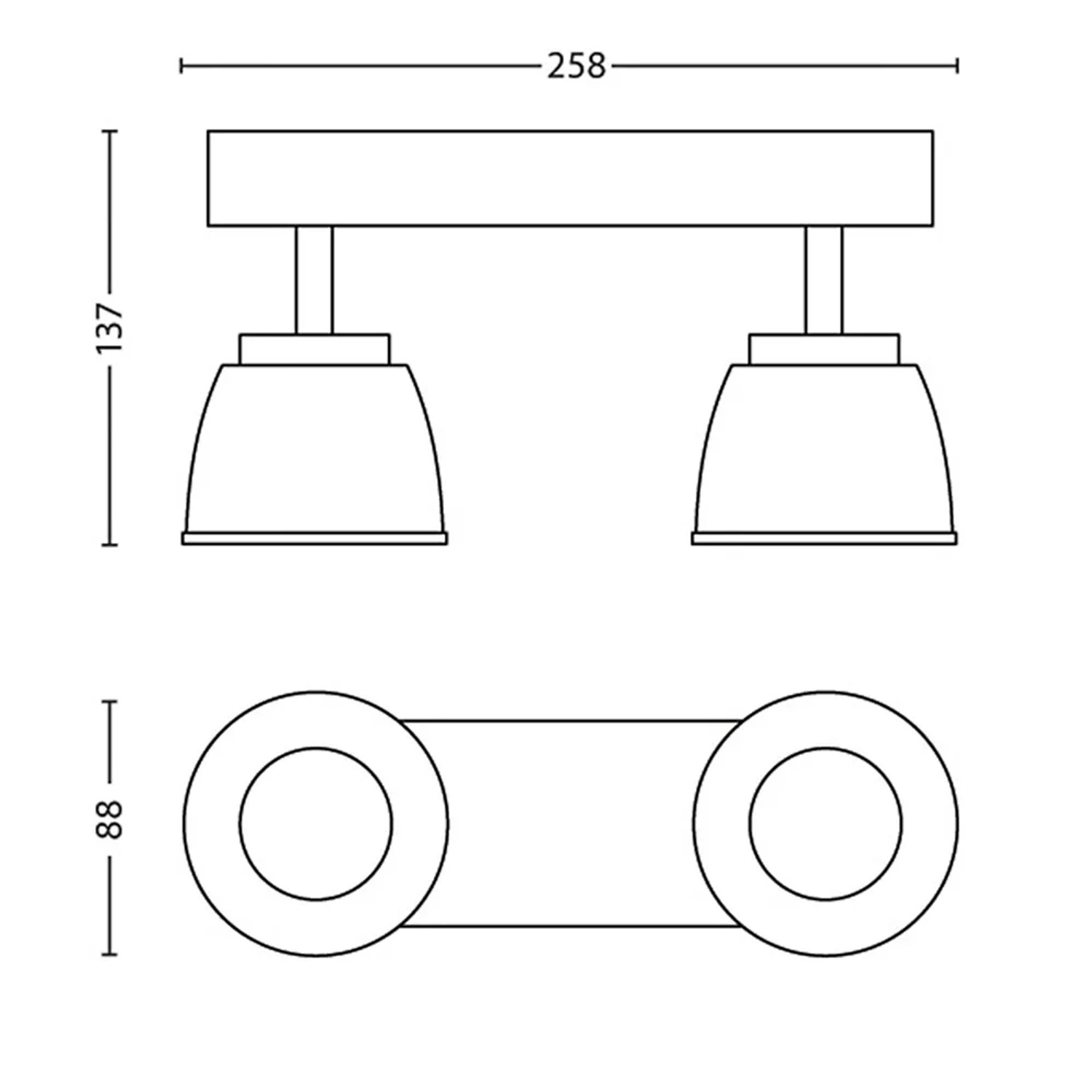 Philips myLiving LED-Spot County, 2-flammig, Stahl gebürstet, Maße